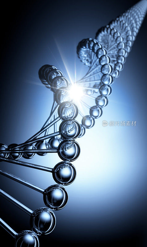 3d玻璃DNA, DNA序列，DNA代码结构-医学3d插图